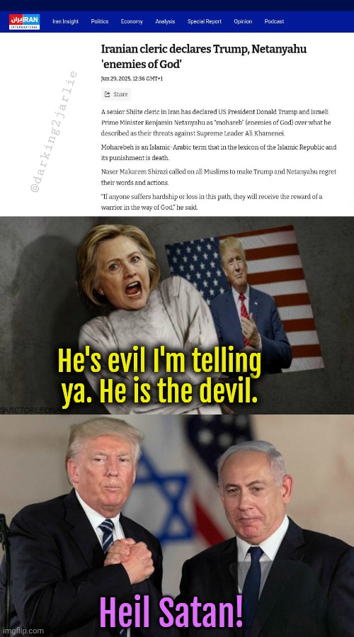 Quick someone call a transgender black queer gay Muslim exorcist from Harvard | @darking2jarlie; He's evil I'm telling ya. He is the devil. Heil Satan! | image tagged in democrats,islam,trump,donald trump,liberals,liberal logic | made w/ Imgflip meme maker