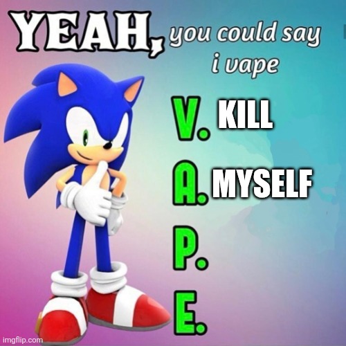 Yeah you could say I vape sonic | KILL; MYSELF | image tagged in yeah you could say i vape sonic | made w/ Imgflip meme maker