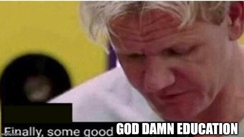 gordon ramsay finally some good censored    ed | GOD DAMN EDUCATION | image tagged in gordon ramsay finally some good censored ed | made w/ Imgflip meme maker
