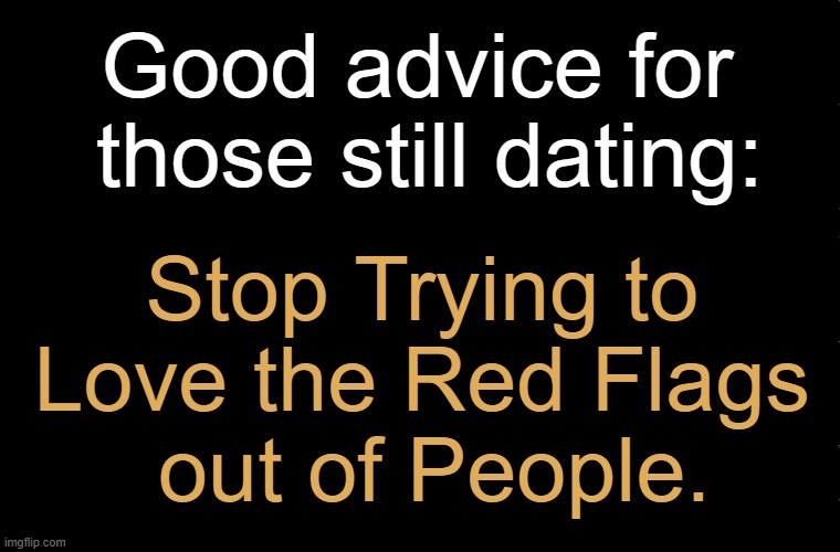 Use your head, not just your heart. | Good advice for 

those still dating:; Stop Trying to 
Love the Red Flags 
out of People. | image tagged in red flags,caution,can be problematic,future,problems,advice | made w/ Imgflip meme maker