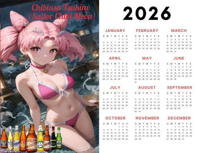Chibiusa Tsukino (Sailor Chibi Moon) as 2026 Sexy Calendar Girl | image tagged in sailor moon,calendar,sexy girl,waifu,anime | made w/ Imgflip meme maker