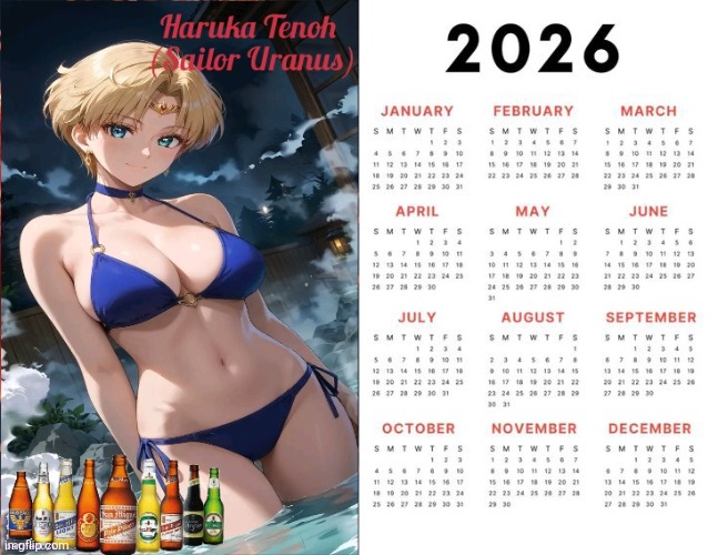 Haruka Tenoh (Sailor Uranus) as 2026 Sexy Calendar Girl | image tagged in sailor moon,calendar,sexy girl,anime,waifu | made w/ Imgflip meme maker