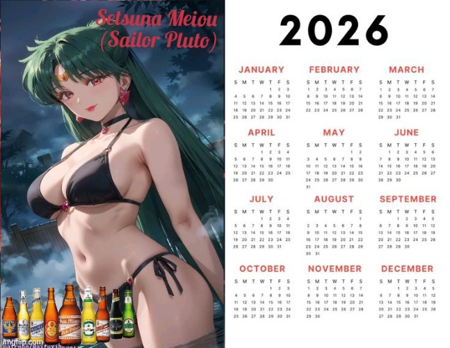 Setsuna Meiou (Sailor Pluto) as 2026 Sexy Calendar Girl | image tagged in sailor moon,calendar,sexy girl,anime,waifu | made w/ Imgflip meme maker