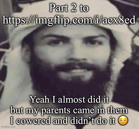Muslimano Ronaldo | Part 2 to https://imgflip.com/i/aex8ed; Yeah I almost did it but my parents came in them I cowered and didn’t do it 🫩 | image tagged in muslimano ronaldo | made w/ Imgflip meme maker