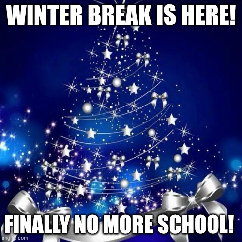 POV:When it's christmas break | WINTER BREAK IS HERE! FINALLY NO MORE SCHOOL! | image tagged in merry christmas,funny,funny memes,relatable,relatable memes | made w/ Imgflip meme maker