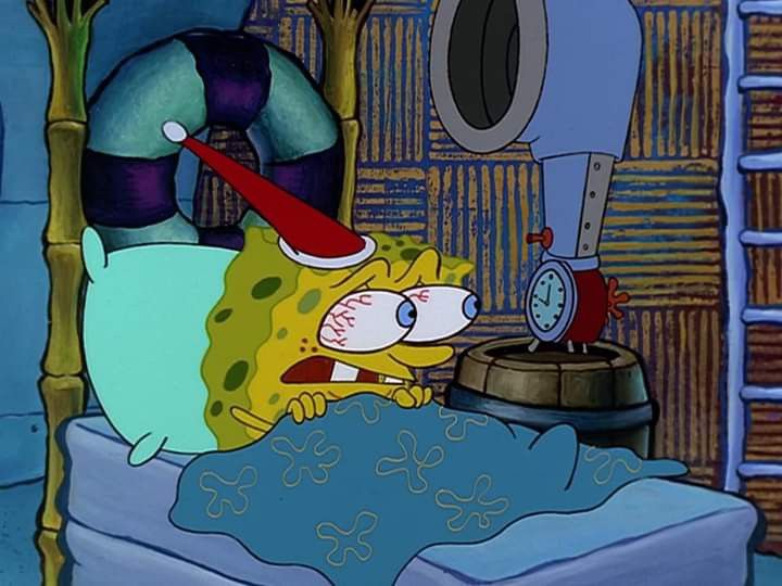 SpongeBob alarm clock looking Blank Meme Template