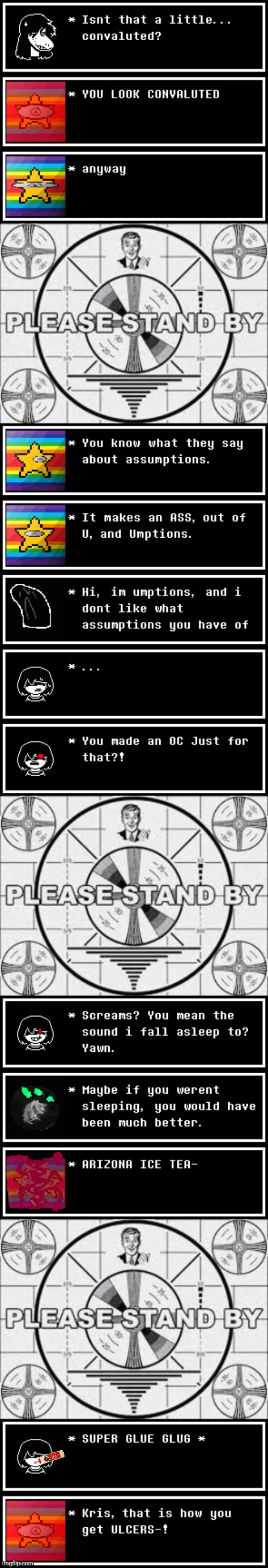 mmmmmmmm fish | image tagged in please stand by,deltarune | made w/ Imgflip meme maker