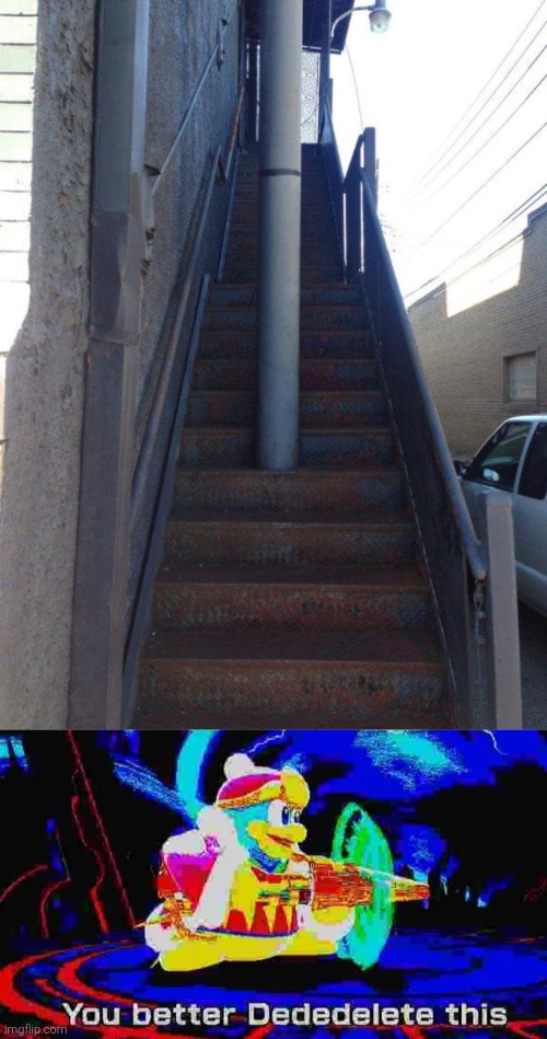 Someone who made this should better remove that pillar. | image tagged in pillar,stairs | made w/ Imgflip meme maker