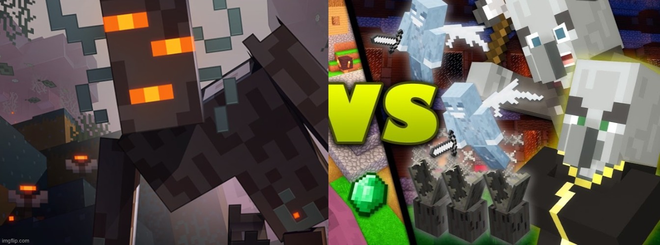 image tagged in the creaking,illagers vs villagers | made w/ Imgflip meme maker