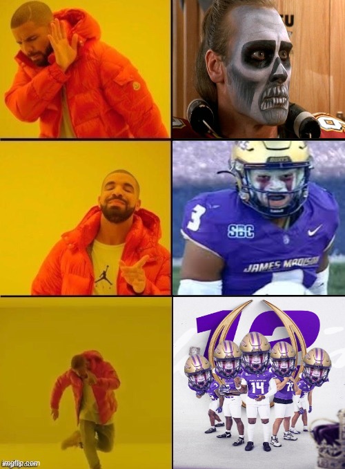 James Madison football meme | image tagged in drake hotline bling,memes,college football,football,sports,nfl memes | made w/ Imgflip meme maker