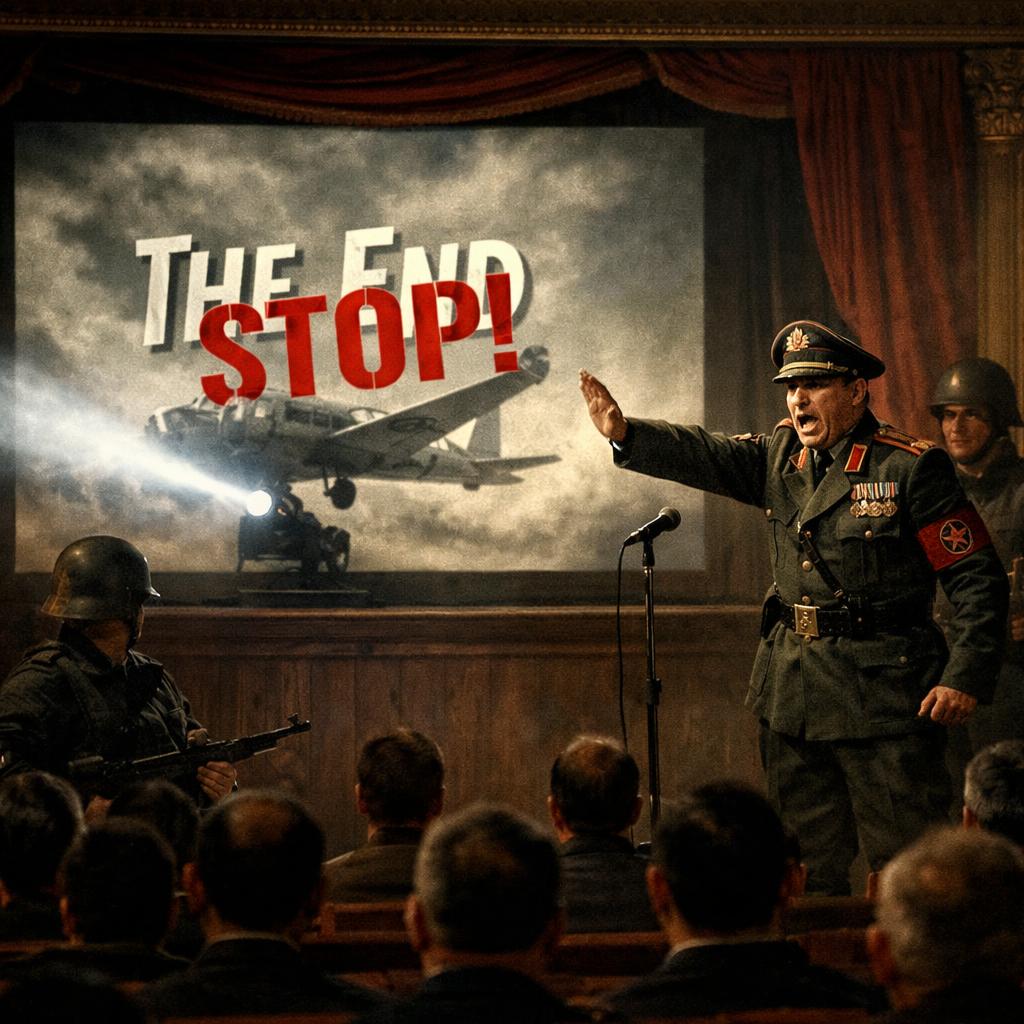 A dictator stops a movie showing Blank Meme Template