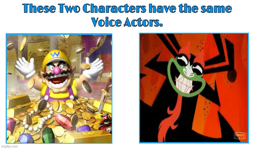 same voice actor | image tagged in same voice actor,charles,aku,wario,gaming,super mario bros | made w/ Imgflip meme maker