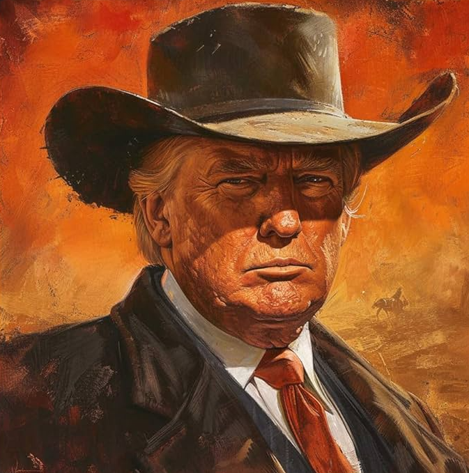 Donald Trump cowboy hat painting MAGA Blank Meme Template