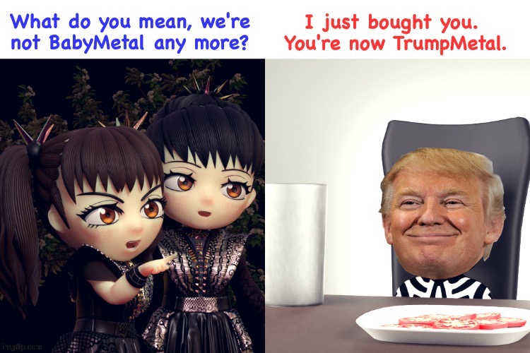 Trump putting his name on everything | image tagged in babymetal | made w/ Imgflip meme maker