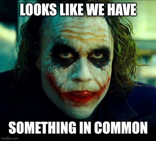 LOOKS LIKE WE HAVE SOMETHING IN COMMON | image tagged in joker it's simple we kill the batman | made w/ Imgflip meme maker