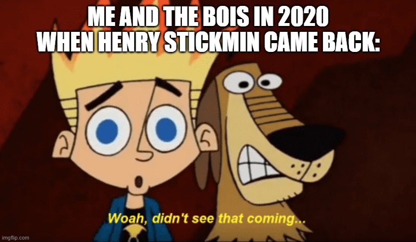 Didn't see that coming | ME AND THE BOIS IN 2020 WHEN HENRY STICKMIN CAME BACK: | image tagged in didn't see that coming | made w/ Imgflip meme maker