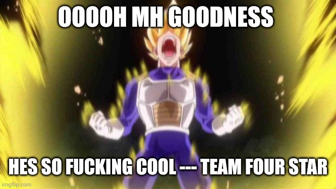 vegeta | OOOOH MH GOODNESS HES SO FUCKING COOL --- TEAM FOUR STAR | image tagged in vegeta | made w/ Imgflip meme maker