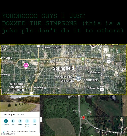 I CAN SEE HOMER | YOHOHOOOO GUYS I JUST DOXXED THE SIMPSONS (this is a joke pls don't do it to others) | image tagged in the simpsons,memes | made w/ Imgflip meme maker