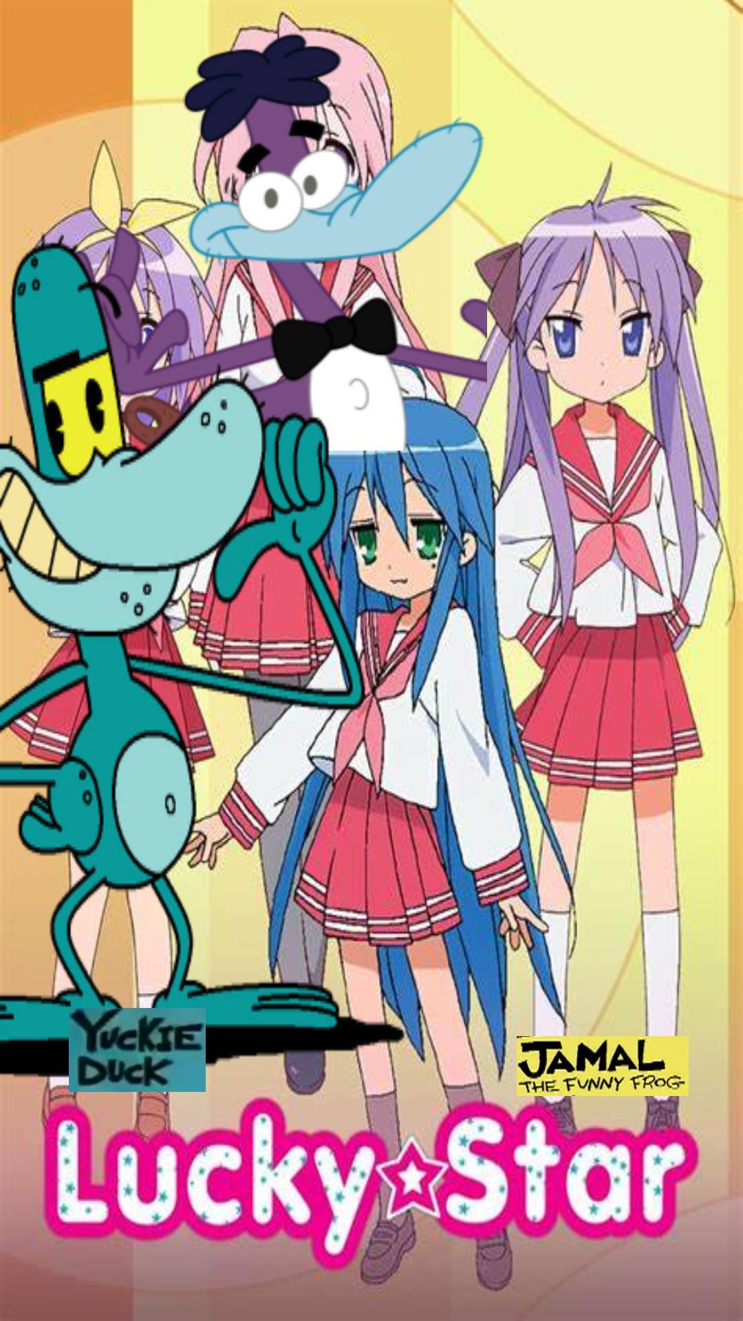 Lucky Star X Yuckie Duck X Jamal The Funny Frog crossover poster Blank Meme Template