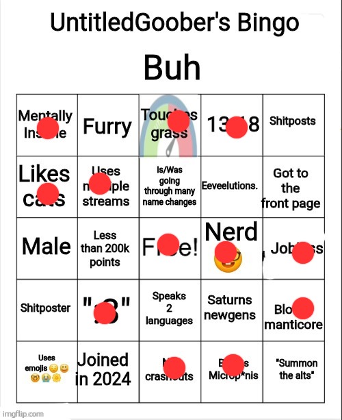 how tf did i not get a bingo | image tagged in untitledgoober's bingo | made w/ Imgflip meme maker