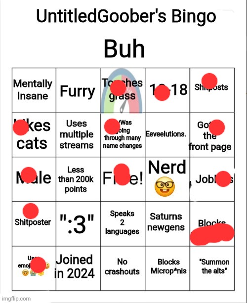 UntitledGoober's Bingo | image tagged in untitledgoober's bingo | made w/ Imgflip meme maker