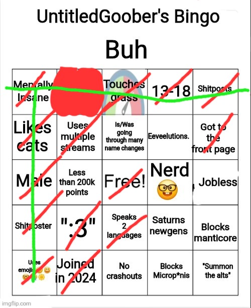 UntitledGoober's Bingo | image tagged in untitledgoober's bingo | made w/ Imgflip meme maker