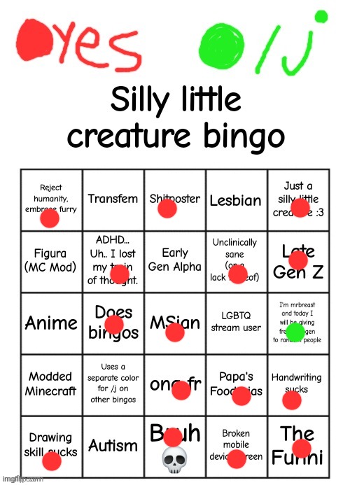 lol300's silly little creature bingo | image tagged in lol300's silly little creature bingo | made w/ Imgflip meme maker