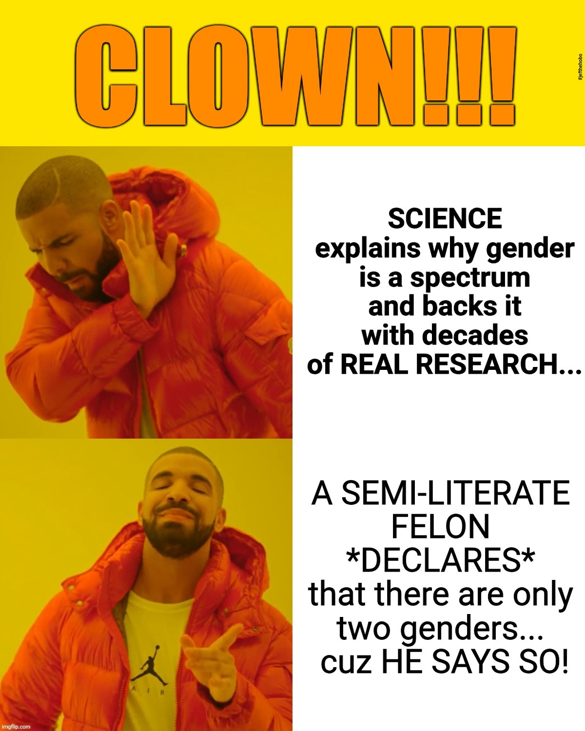 ATTN: CharlieHobby1: 
Here Is Your Answer... | #jefthehobo | image tagged in jefthehobo,fk dt,gender is a spectrum,learn more bigot less,trans men are not women,charliehobby1 is a clown and a troll | made w/ Imgflip meme maker