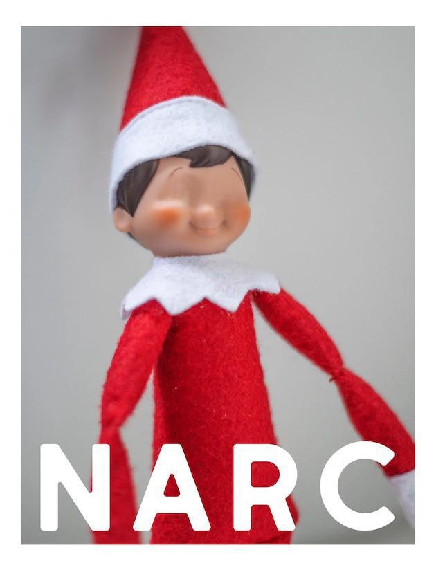 Eyeless NARC elf on a shelf Blank Meme Template