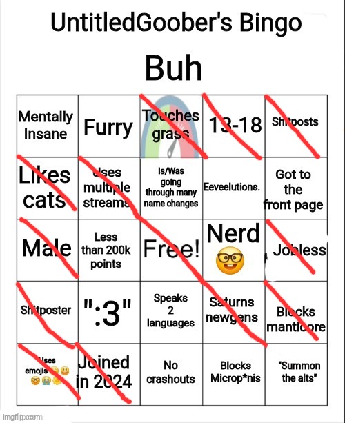 UntitledGoober's Bingo | image tagged in untitledgoober's bingo | made w/ Imgflip meme maker