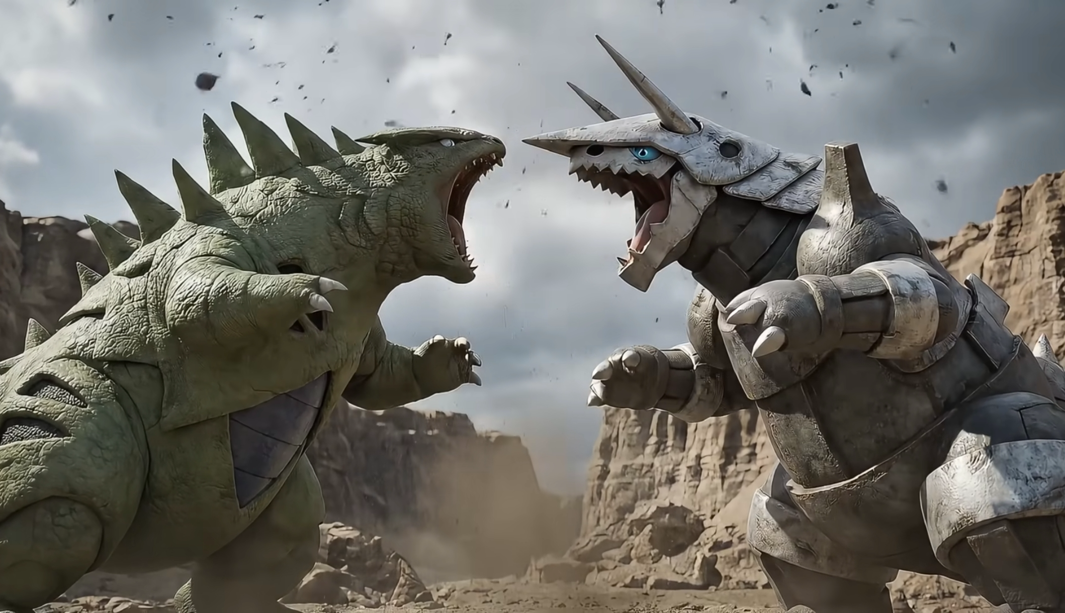 Tyranitar and Aggron arguing Blank Meme Template