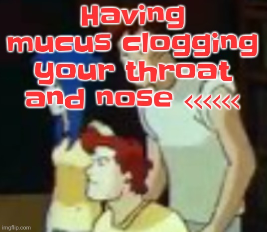 qhquqhhuah????? | Having mucus clogging your throat and nose <<<<<< | image tagged in qhquqhhuah | made w/ Imgflip meme maker
