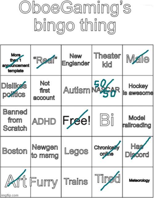 OboeGaming bingo thing V1 | image tagged in oboegaming bingo thing v1 | made w/ Imgflip meme maker