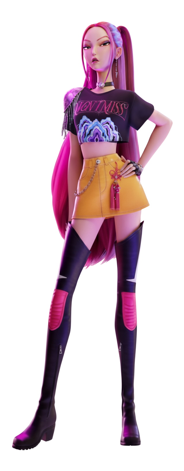 K-pop Demon Hunters Mira Render PNG Blank Meme Template