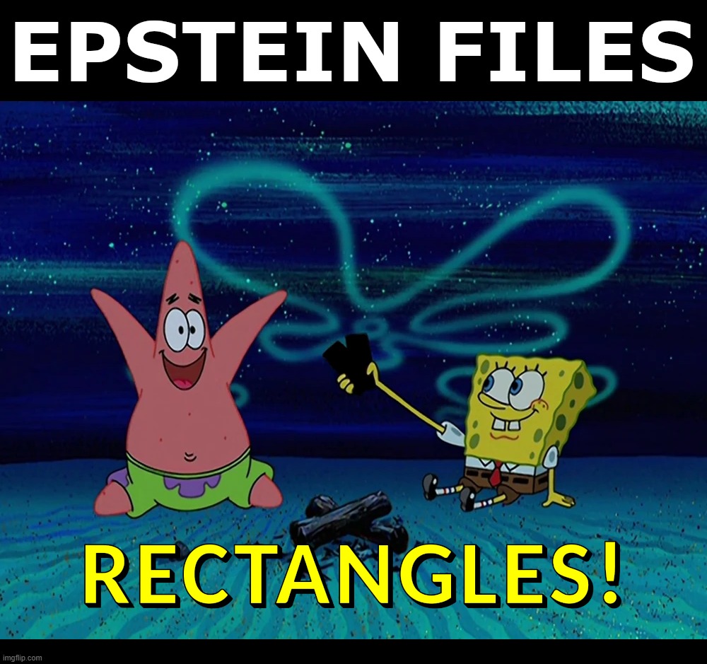 Rectangles! | image tagged in rectangles,epstein files,spongebob,patrick,redacted | made w/ Imgflip meme maker