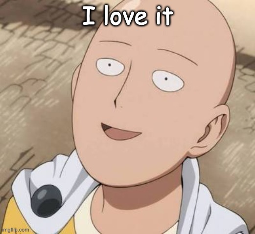 Saitama | I love it | image tagged in saitama | made w/ Imgflip meme maker