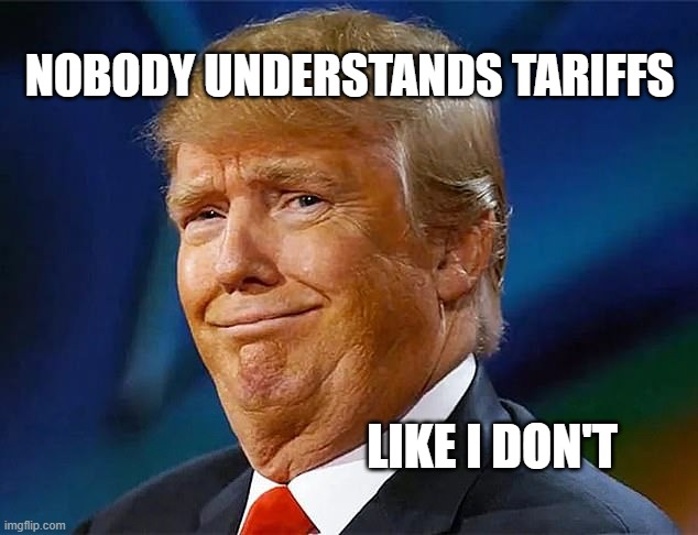 nobody understands tariffs like i don't | NOBODY UNDERSTANDS TARIFFS; LIKE I DON'T | image tagged in trump,moron,republican,tariff,fakeamerican | made w/ Imgflip meme maker