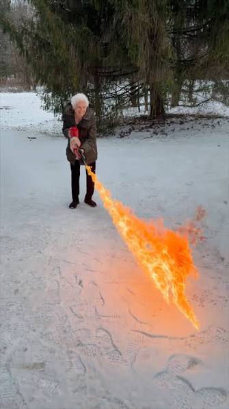 Grandma flamethrower Blank Meme Template
