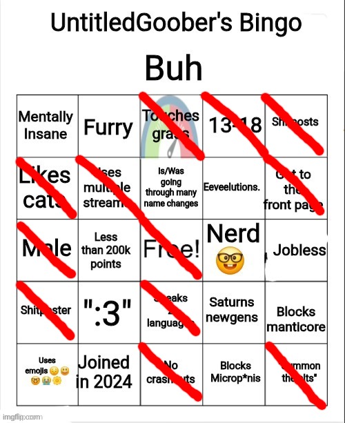 UntitledGoober's Bingo | image tagged in untitledgoober's bingo | made w/ Imgflip meme maker