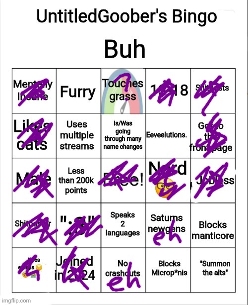 UntitledGoober's Bingo | image tagged in untitledgoober's bingo | made w/ Imgflip meme maker