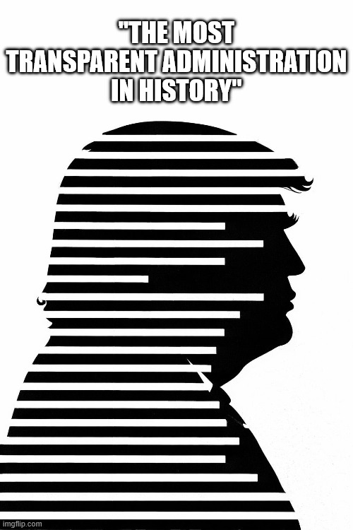 The Most Transparent Administration | "THE MOST TRANSPARENT ADMINISTRATION IN HISTORY" | image tagged in redacted trump | made w/ Imgflip meme maker