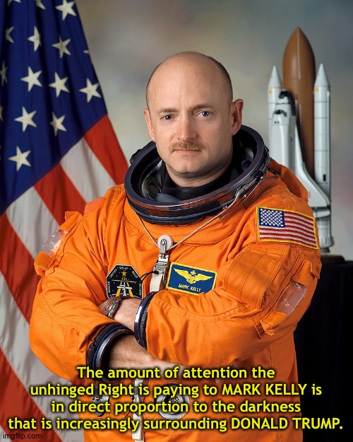 The howler monkeys on the unhinged Right want Mark Kelly out as their revenge. | The amount of attention the unhinged Right is paying to MARK KELLY is in direct proportion to the darkness that is increasingly surrounding DONALD TRUMP. | image tagged in mark kelly 4 vice president | made w/ Imgflip meme maker