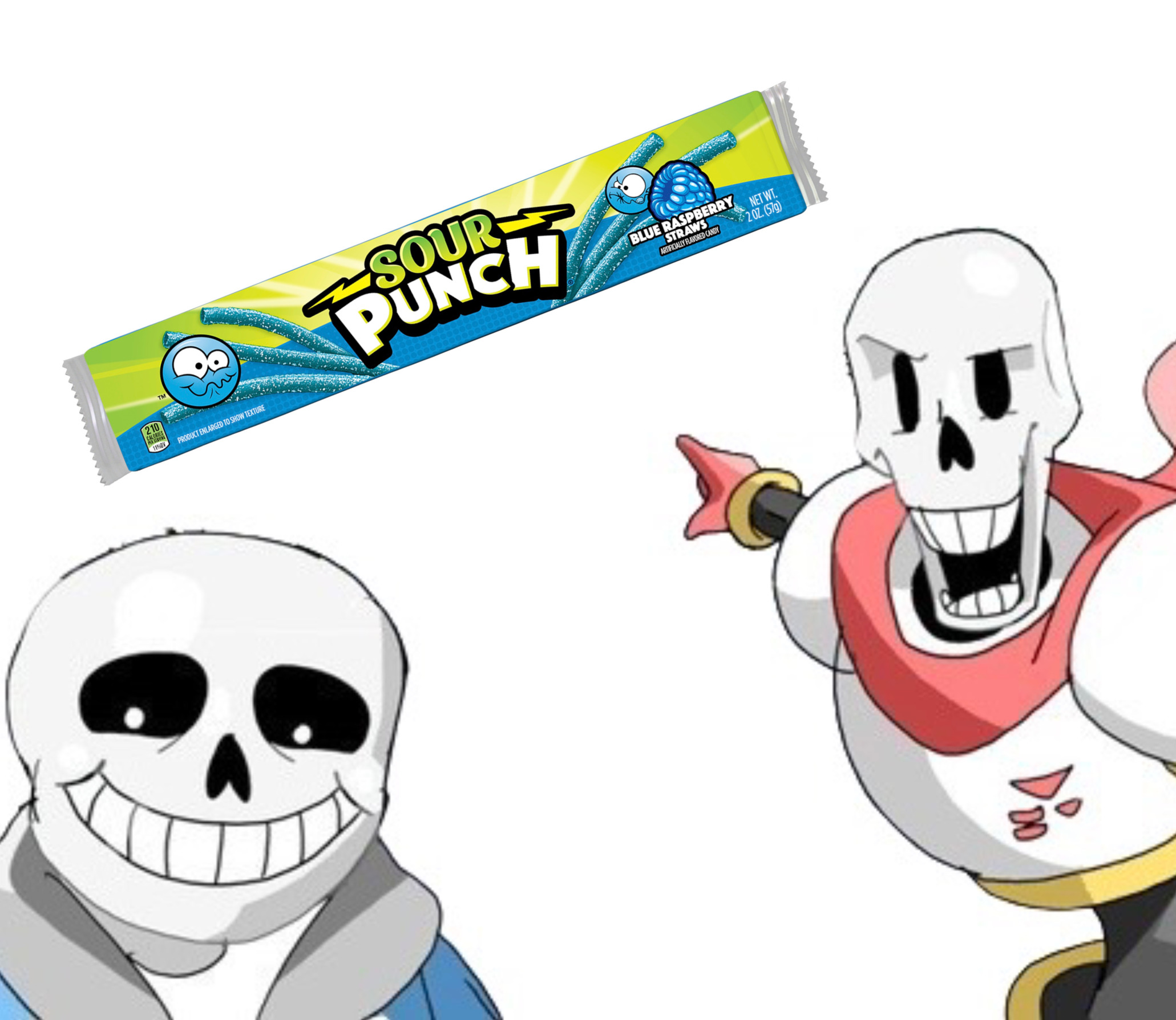 Sans and Papyrus like the Blue Raspberry Sour Punch Ropes Blank Meme Template