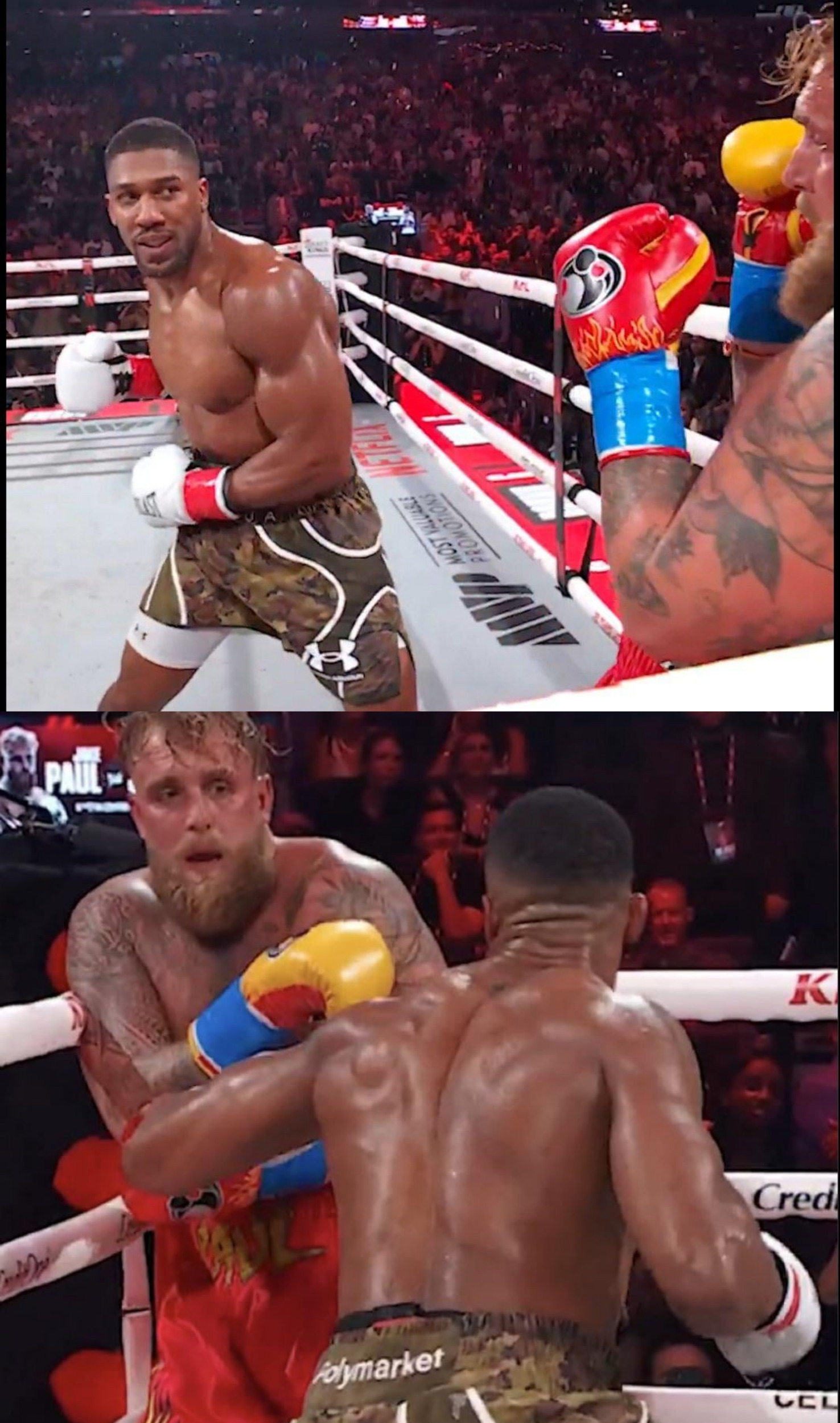 Anthony Joshua knocking out Jake Paul Blank Meme Template