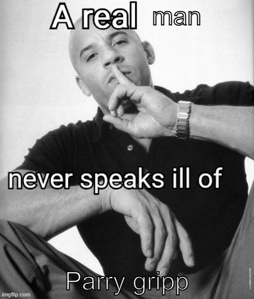 A real X never speaks ill of Y | man; Parry gripp | image tagged in a real x never speaks ill of y | made w/ Imgflip meme maker