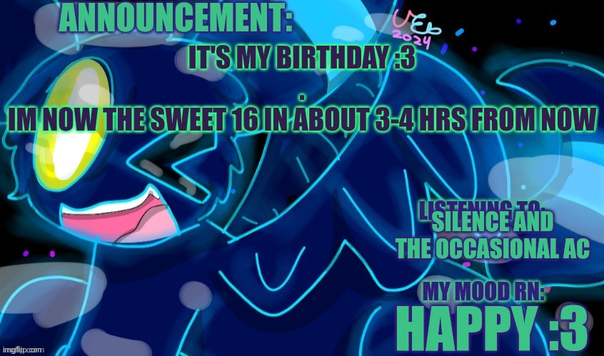 Also Able uh when u going to finish Calarian Lanturn? Link in Comments to the Chinchou | IT'S MY BIRTHDAY :3
.
IM NOW THE SWEET 16 IN ABOUT 3-4 HRS FROM NOW; SILENCE AND THE OCCASIONAL AC; HAPPY :3 | image tagged in marshumero | made w/ Imgflip meme maker