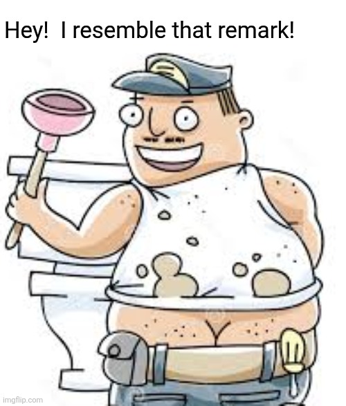 Cartoon Plumber Butt Crack | Hey!  I resemble that remark! | image tagged in cartoon plumber butt crack | made w/ Imgflip meme maker
