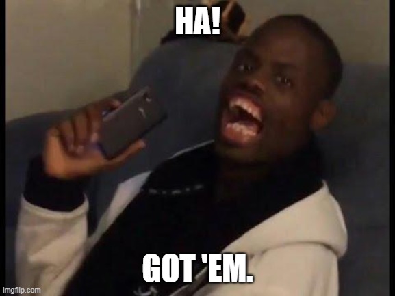 HA! GOT 'EM. | image tagged in deez nuts | made w/ Imgflip meme maker