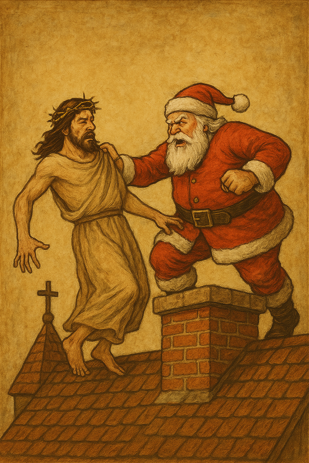 Santa vs Jesus Blank Meme Template