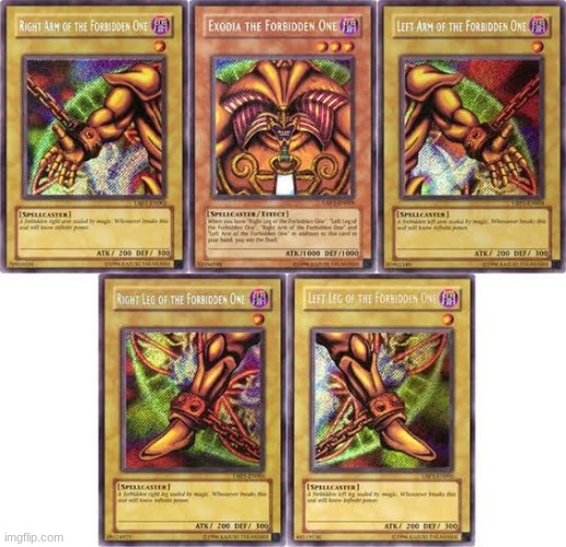 Exodia cards | image tagged in exodia cards | made w/ Imgflip meme maker